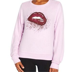 WILDFOX Pink & Red Lupine Confetti Lips Long Sleeve Top Size XL
